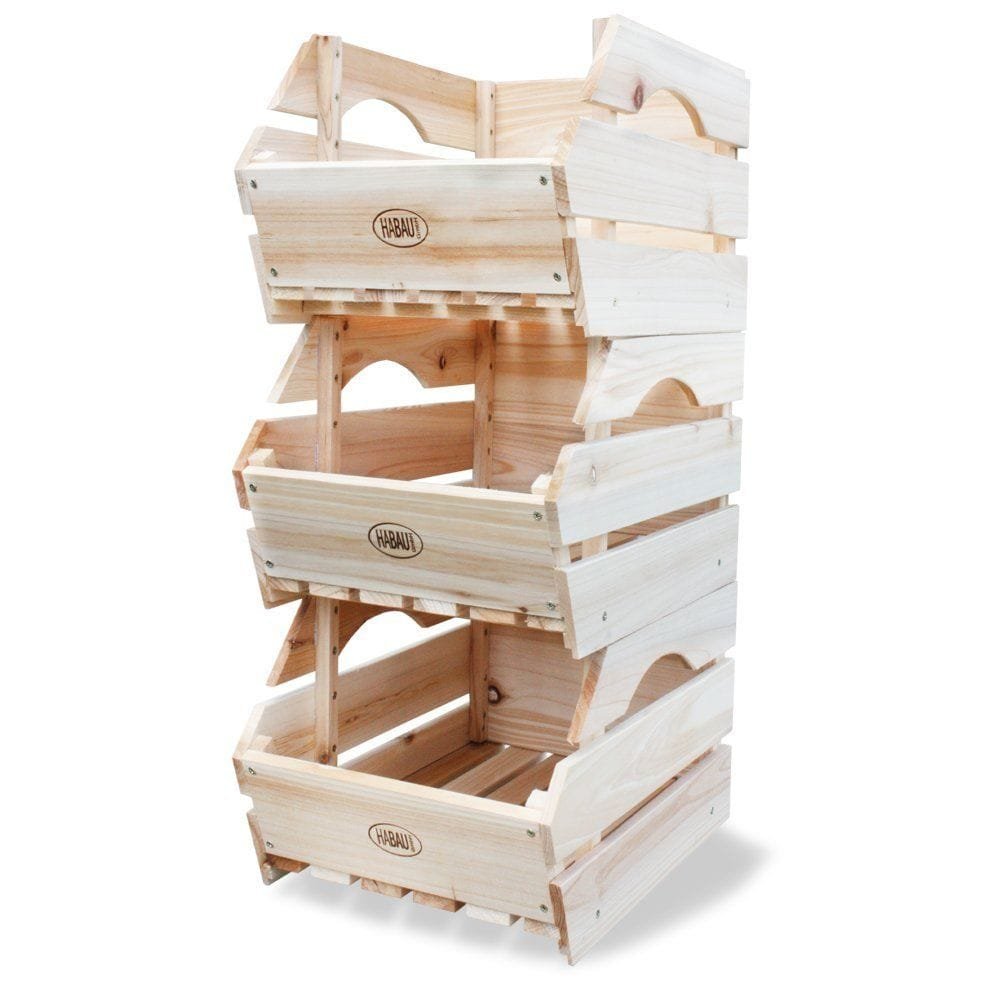 Cajas de almacenaje para apilar (madera, 3 unidades)