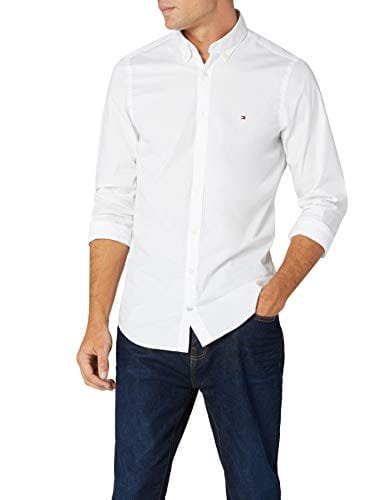 Tommy Hilfiger Core Stretch Slim Poplin Shirt, Camisa para Hombre, Blanco (Bright White 100) Medium.