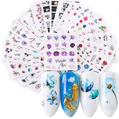 Kapmore 24 Hojas Pegatinas Uñas Decorativas Nail Art