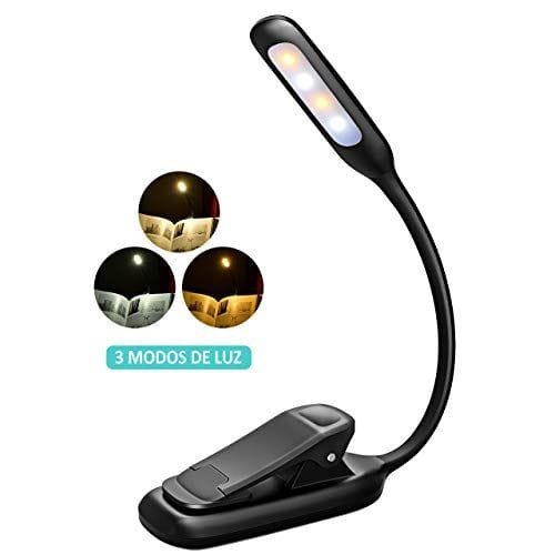 Topelek luz lectura libros led con 3 modos de luz, lampara por solo 9,59€