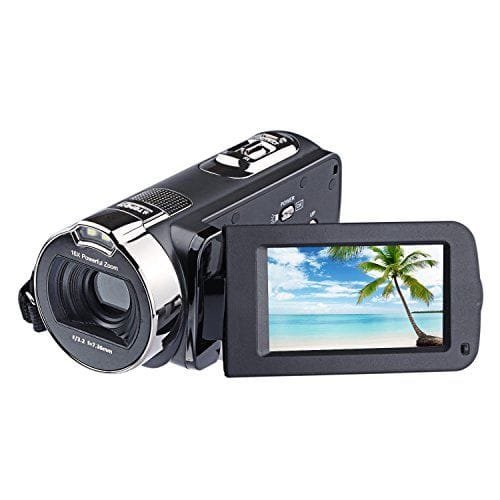 CamKing HDV-312 Videocámara con Zoom Digital de 24MP HD 1080P 16X con LCD de 2.7″y Pantalla de rotación de 270 Grados