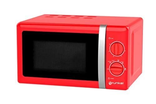 Grunkel MW-20RF – Microondas de diseño vintage de 20 litros de capacidad y 700W, color rojo