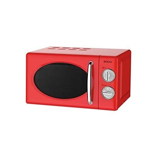 Microondas estilo Retro, capacidad 20 Litros, 700 W, temporizador, varios niveles de potencia, color Rojo
