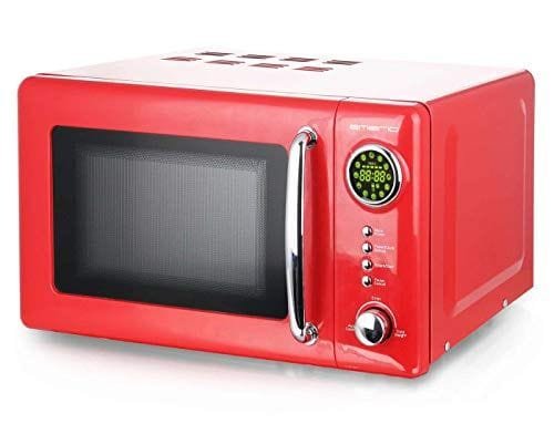 Rojas 700 W Microondas 20 litros (Plato Giratorio Retro Diseño Emerio MW de 112141 Rojo Microondas de dispositivo