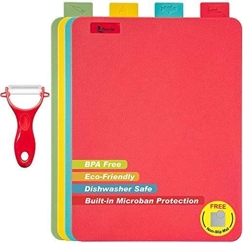 Tablas de cortar de cocina – Juego de 4 con Íconos de Índices de Alimento