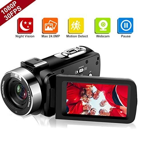 Videocamara Videocámara Full HD 1080P 30 FPS Cámara de Video con Visión Nocturna por Infrarrojos