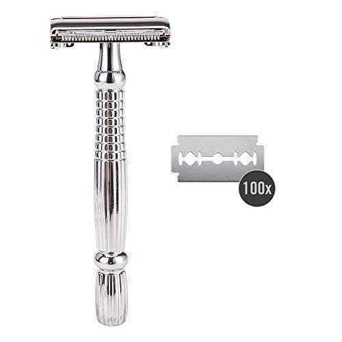 Marca Amazon – Solimo Maquinilla de doble filo clásica con 100 cuchillas