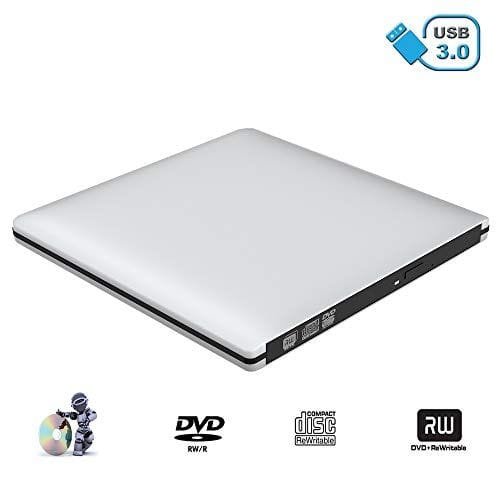 VersionTECH. Grabadora Lector CD/DVD USB 3,0 Ultra Slim Portátil Unidad Externa Burner Lector Óptico CD/DVD/-RW/-RW SuperDrive para MacBook/MacBook Air/MacBook Pro/iMac/Windows/Mac OSX (Plata)