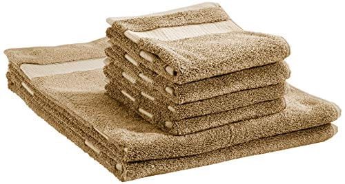 AmazonBasics – Toallas de uso diario, 2 de baño y 4 de mano, Marrón topo