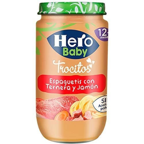 Hero Baby Trocitos Tarrito de Puré de Espaguetis con Ternera y Jamón Alimento