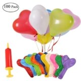 Pack de 100 globos con forma de corazón + hinchador