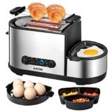 Aicok Tostadora, 5-en-1 Multifuncionales Tostadora Automática con Olla de Huevo
