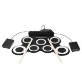 ammoon Digital electrónico Roll Up Drum Set Kit 7 Silicon Drum Pads Black-White