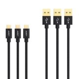 3 cables trenzados micro USB y tipo C