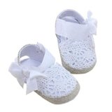 Bebé Prewalker Zapatos Auxma Primeros Pasos para bebé-niñas,Zapatos de Flores de Encaje,Sandalias de Bowknot para 0-6 6-12 12-18 Meses (0-6 M, Blanco).