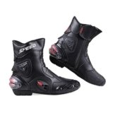 Botas de motocicleta LKN, con protección de tobillo, para carreras, rojas