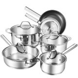 Deik Juego de Sartenes y Ollas, Acero Inoxidable, 10 Piezas