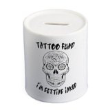 Hucha de cerámica con diseño de Calavera y Tatuaje con Tinta Gift Original