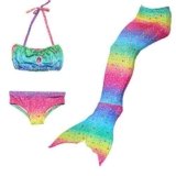 HHD® 3Pcs establece bañadores niña Traje de baño Bañador De Sirena Disfraz De Princesa Bikini niña Cola de sirena para nadar las niñas bikini de traje de baño.