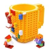 Kyonne Build-on Brick Mug, Tazas Desayuno, Regalo Ideal para Hombre – Chico – Chicas, Originales Regalo de Navidad (Amarillo).