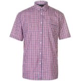 Pierre Cardin Hombre Camisa de Manga Corta de Cuadros con Bordado de Firma (3XL, Red/Navy (Style 2)).