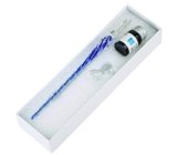 Pluma De Cristal,Glass Dip Pen Set, Pluma Dip de cristal para dibujo,escritura y caligrafía, con caja de regalo (blue)