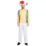 Disfraz de Adulto Carnaval Super Mario Toad Gorra + Pantalones + Camiseta