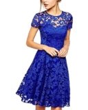 Vestido Corto De Encaje Azul